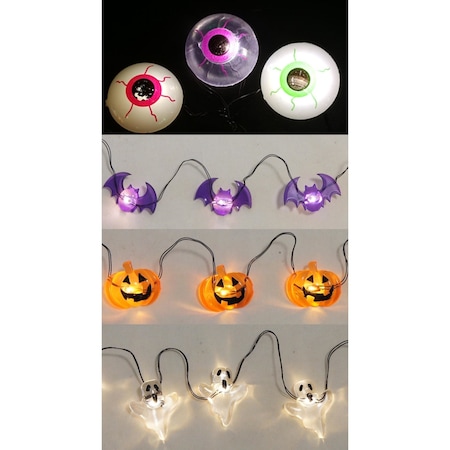 Sienna Celebrations Warm White LED Prelit Eyeballs/Bats/Pumpkins/Flying Ghosts Lights A354701G